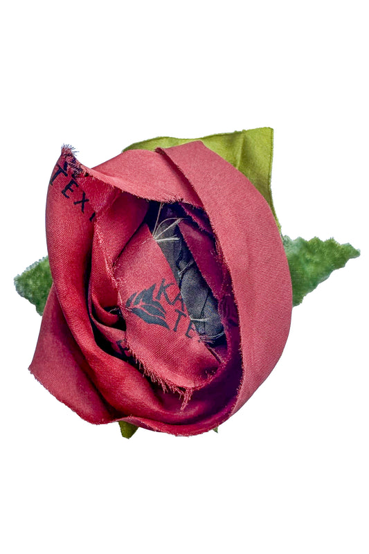 Magnetic Flower Bud Brooch - Brick Red Kate Beck Textiles