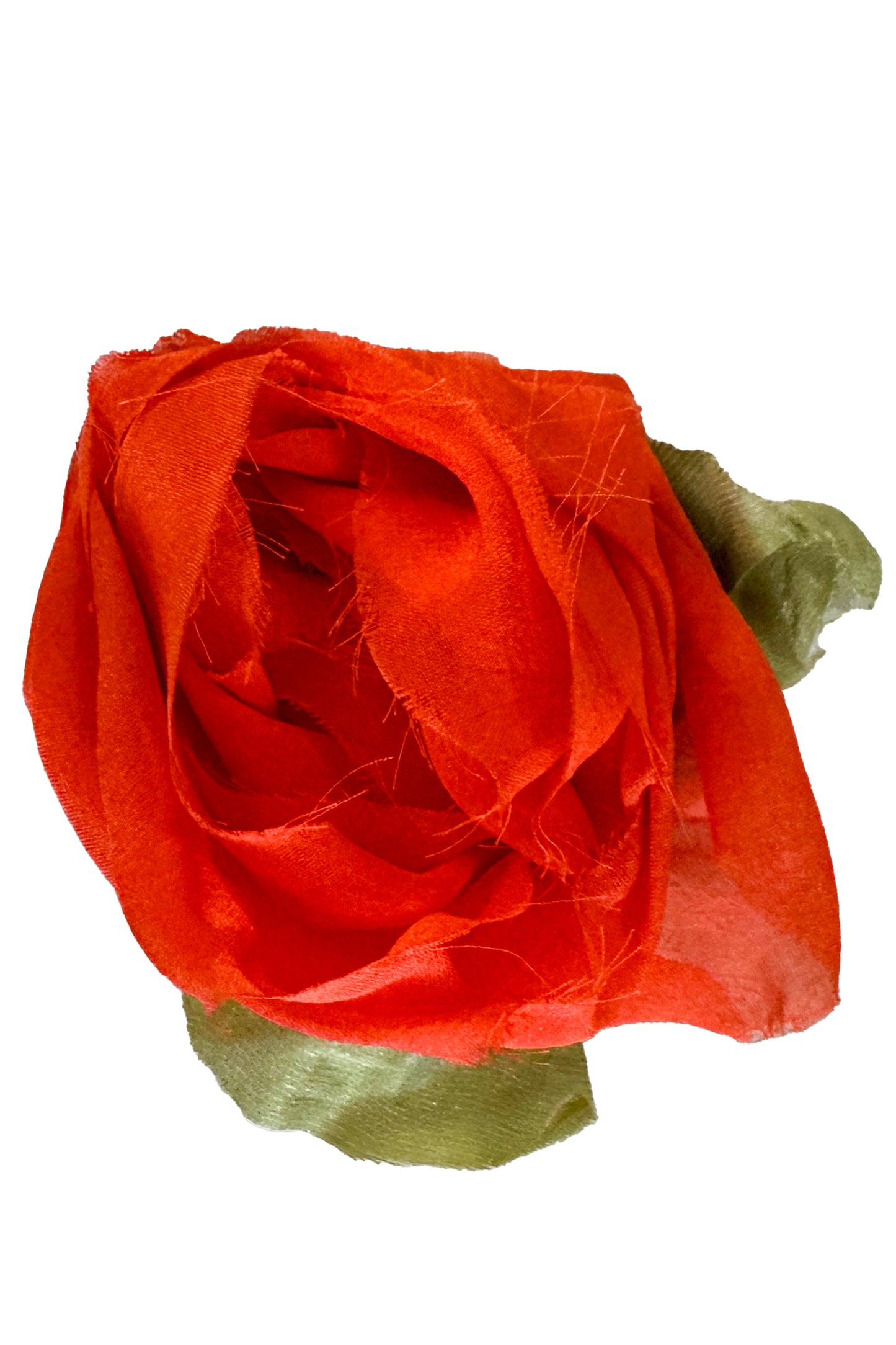 Magnetic Flower Bud Brooch - Silk Chiffon - Orange