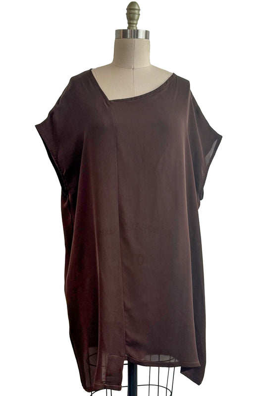 Petra Tunic - Silk Georgette - Espresso Brown - Large