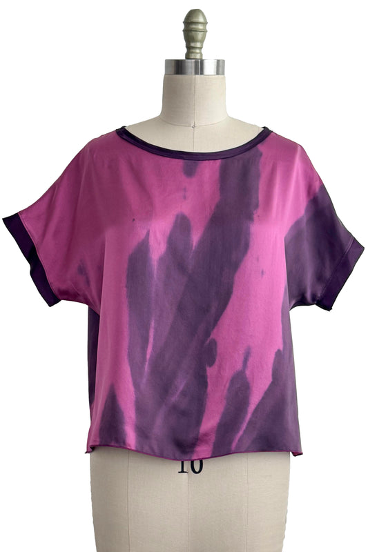 Jen Top - Silk Charmeuse - Painted Dye - Purple & Violet - Medium