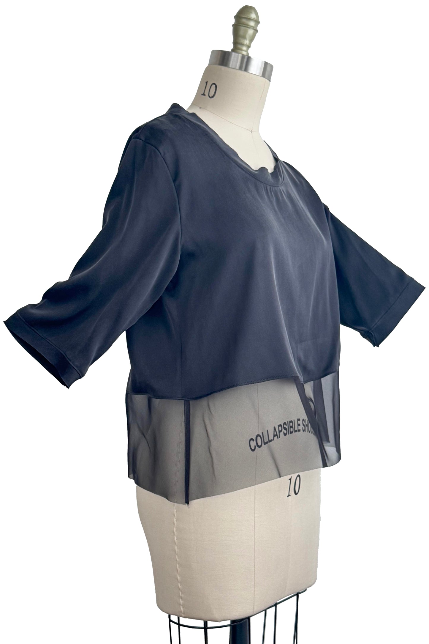Marais Top in Stretch Silk - Black - Large