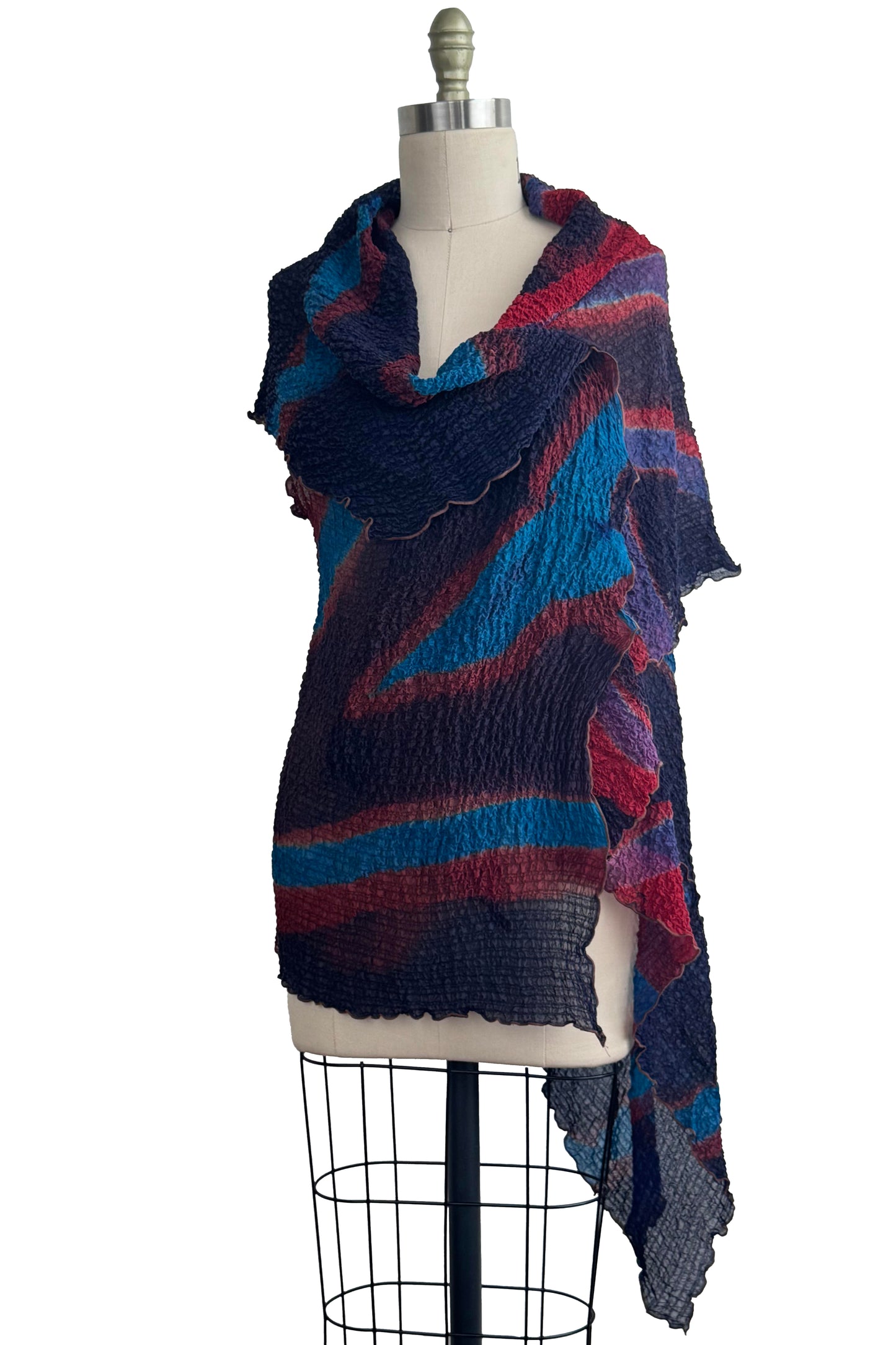 Asymmetrical Wrap Vest - Bubble Silk - Electric Blue, Plum, Purple & Scarlet
