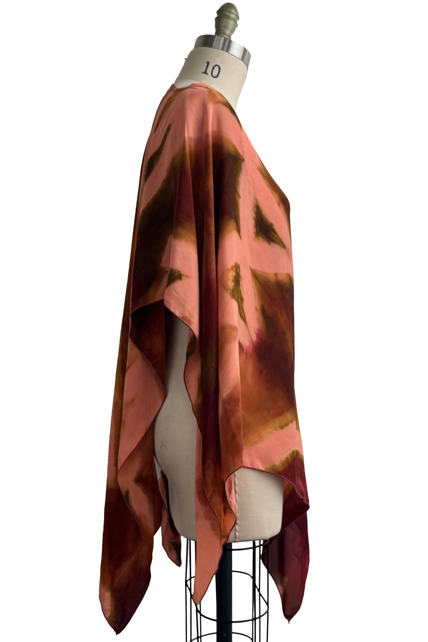Button Drape - Silk - Shibori Dye - Peach & Brick