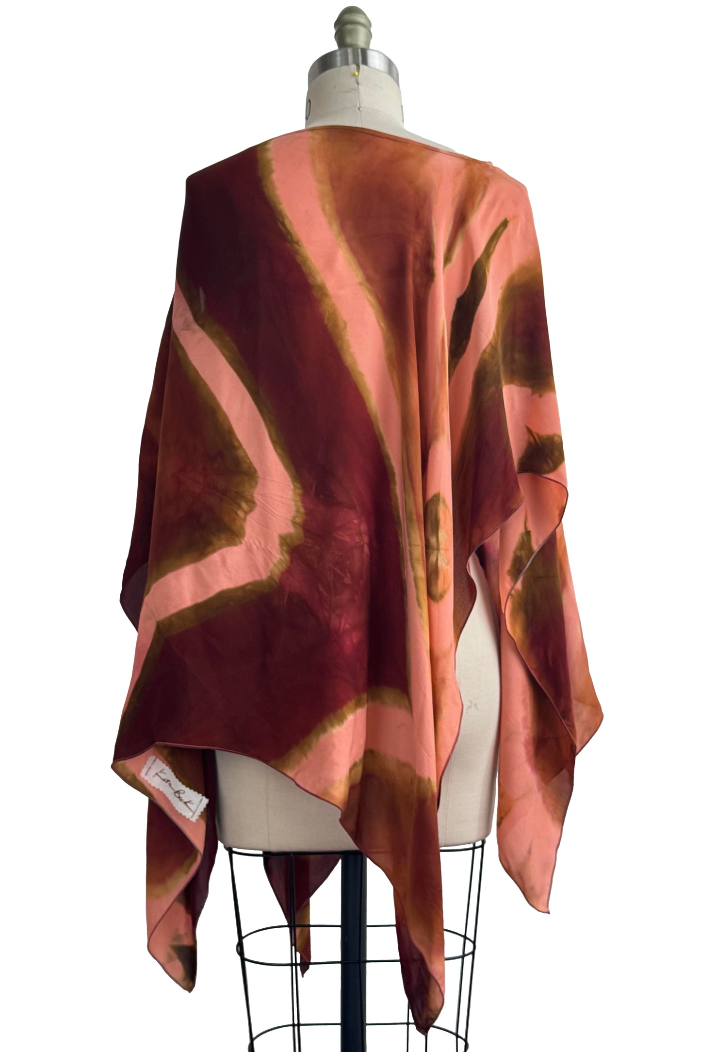 Button Drape - Silk - Shibori Dye - Peach & Brick
