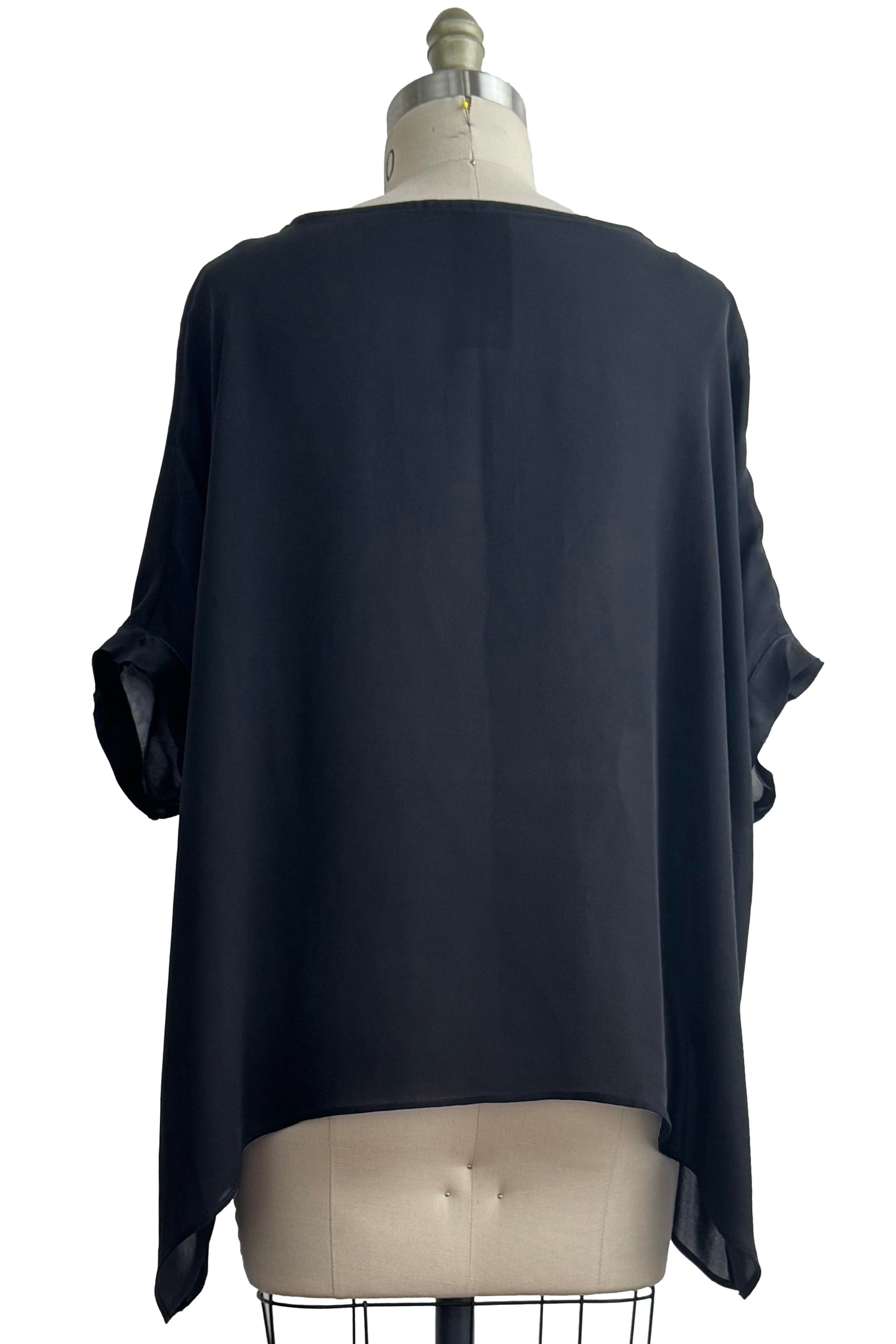 Deb Top - Silk Charmeuse - Moon Print - Black & Grey