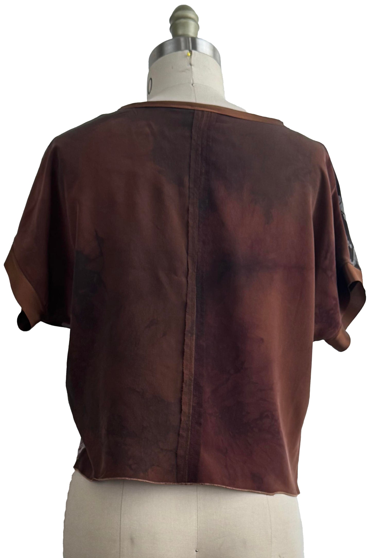 Jen Top - Silk - Wallpaper Print - Brown & White - Small