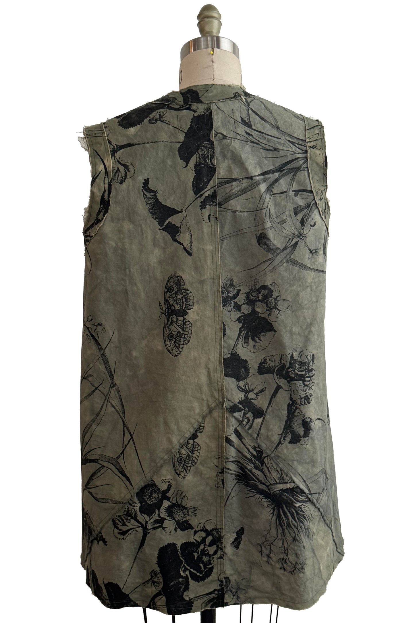 Quant Dress in Cotton - Marsh Garden Print - Olive Green & Black