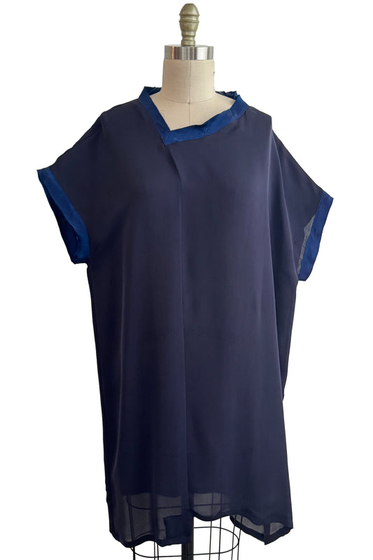 Petra Tunic - Silk Georgette - Navy - Large