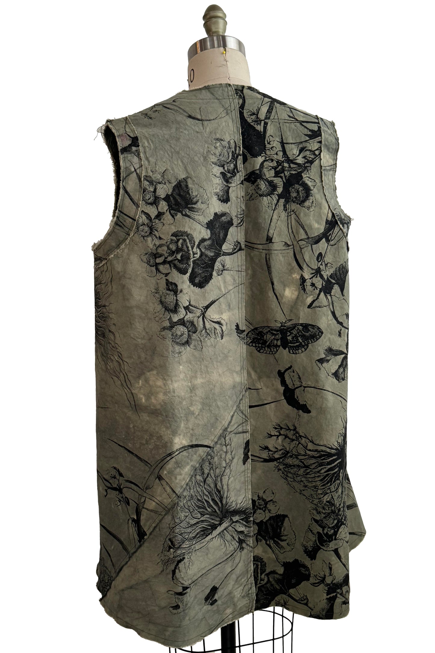 Quant Dress in Cotton - Marsh Garden Print - Olive Green & Black