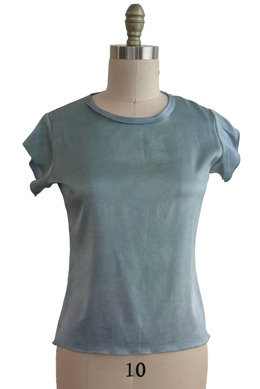 Sonya T-Shirt - Silk Charmeuse - Ombre Dye - Blue - Small