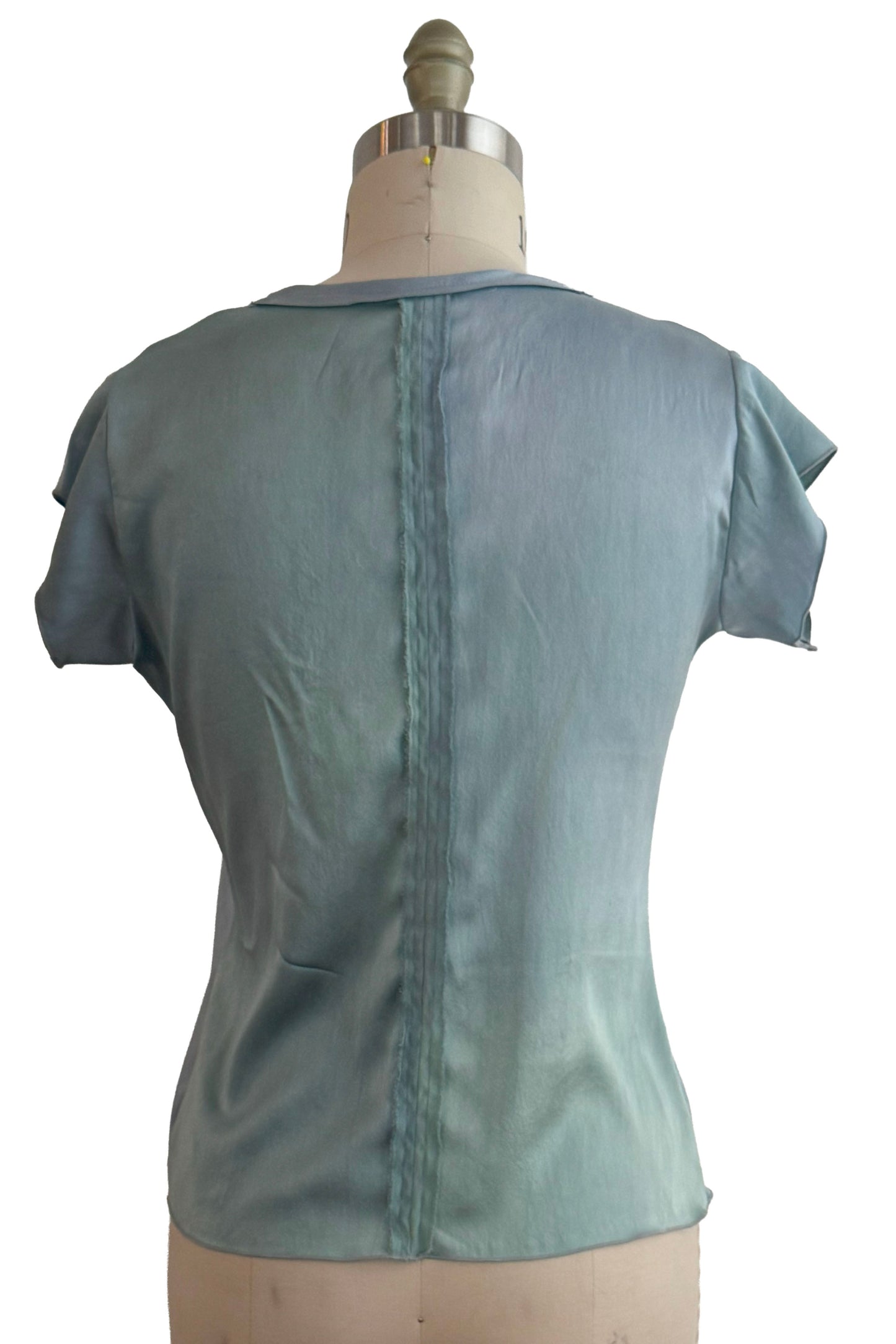 Sonya T-Shirt - Silk Charmeuse - Ombre Dye - Blue - Small