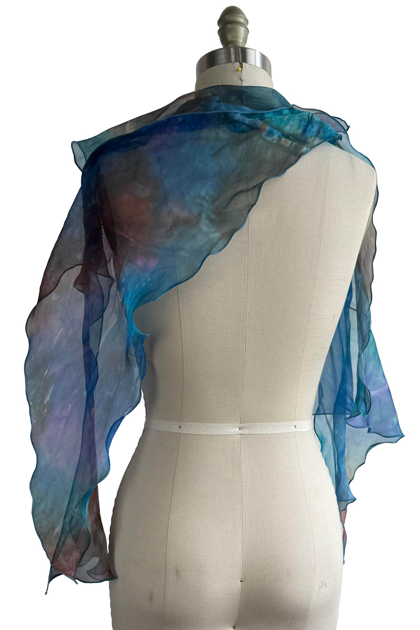 Krazy Scarf in Silk Organza - Painted Blue