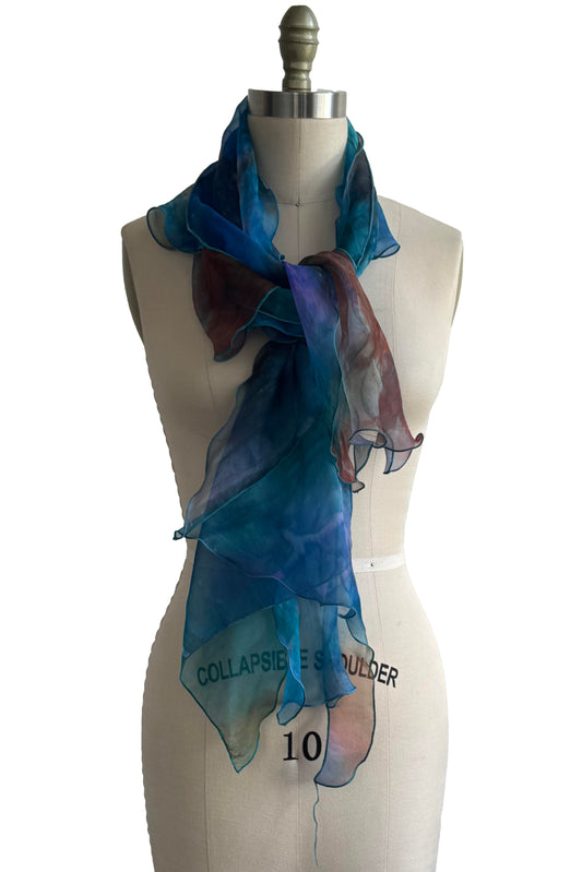 Krazy Scarf in Silk Organza - Painted Blue