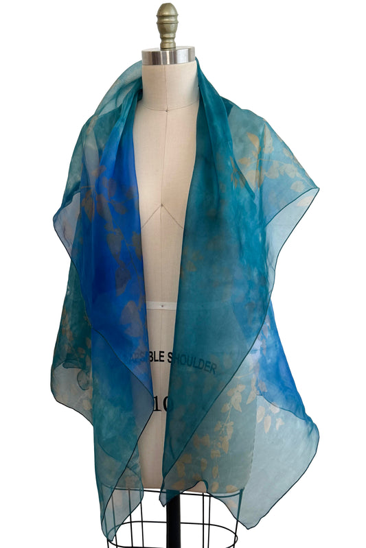 Asymmetrical Wrap Vest Organza - Painted - Blue