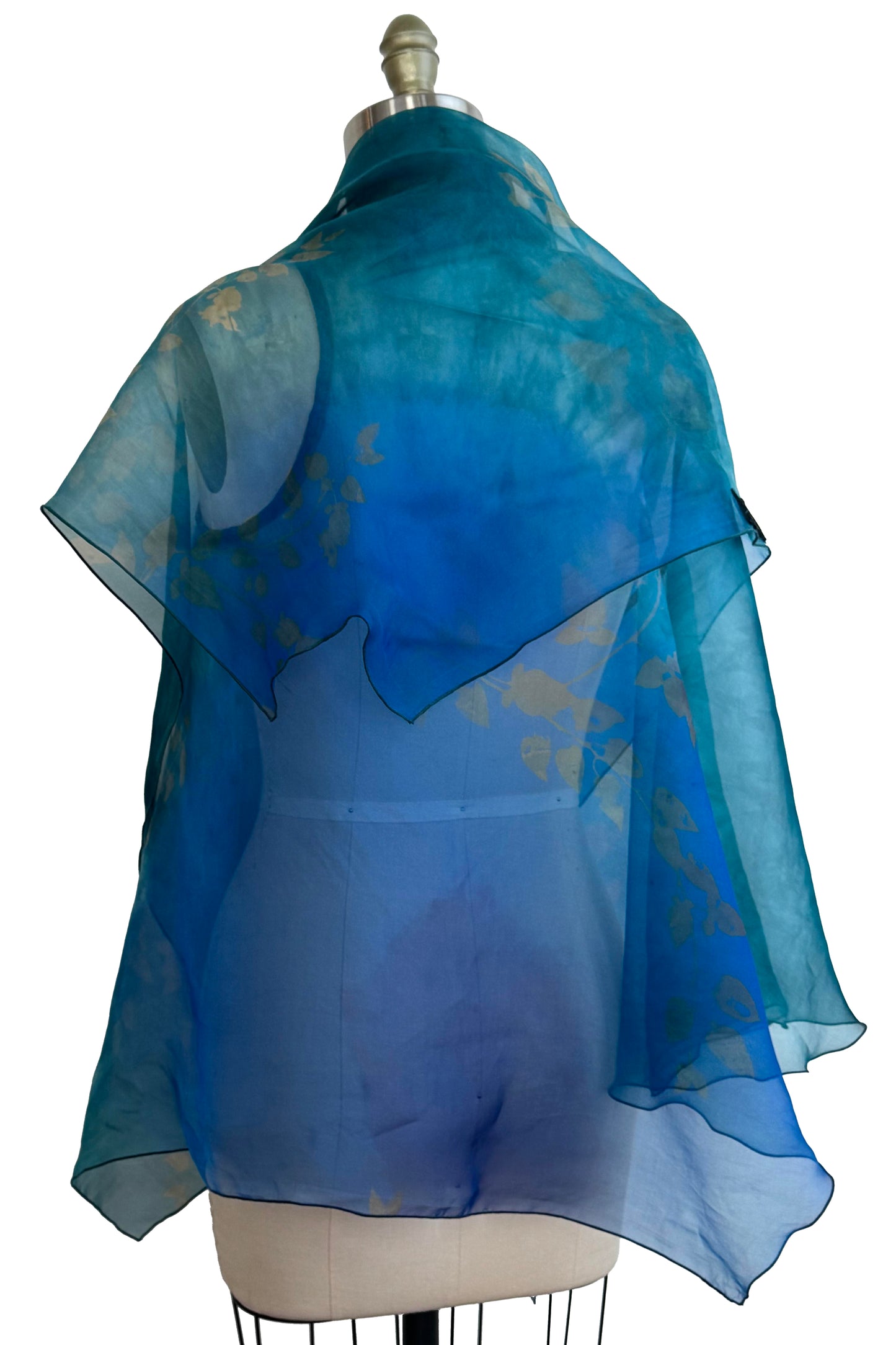 Asymmetrical Wrap Vest Organza - Painted - Blue
