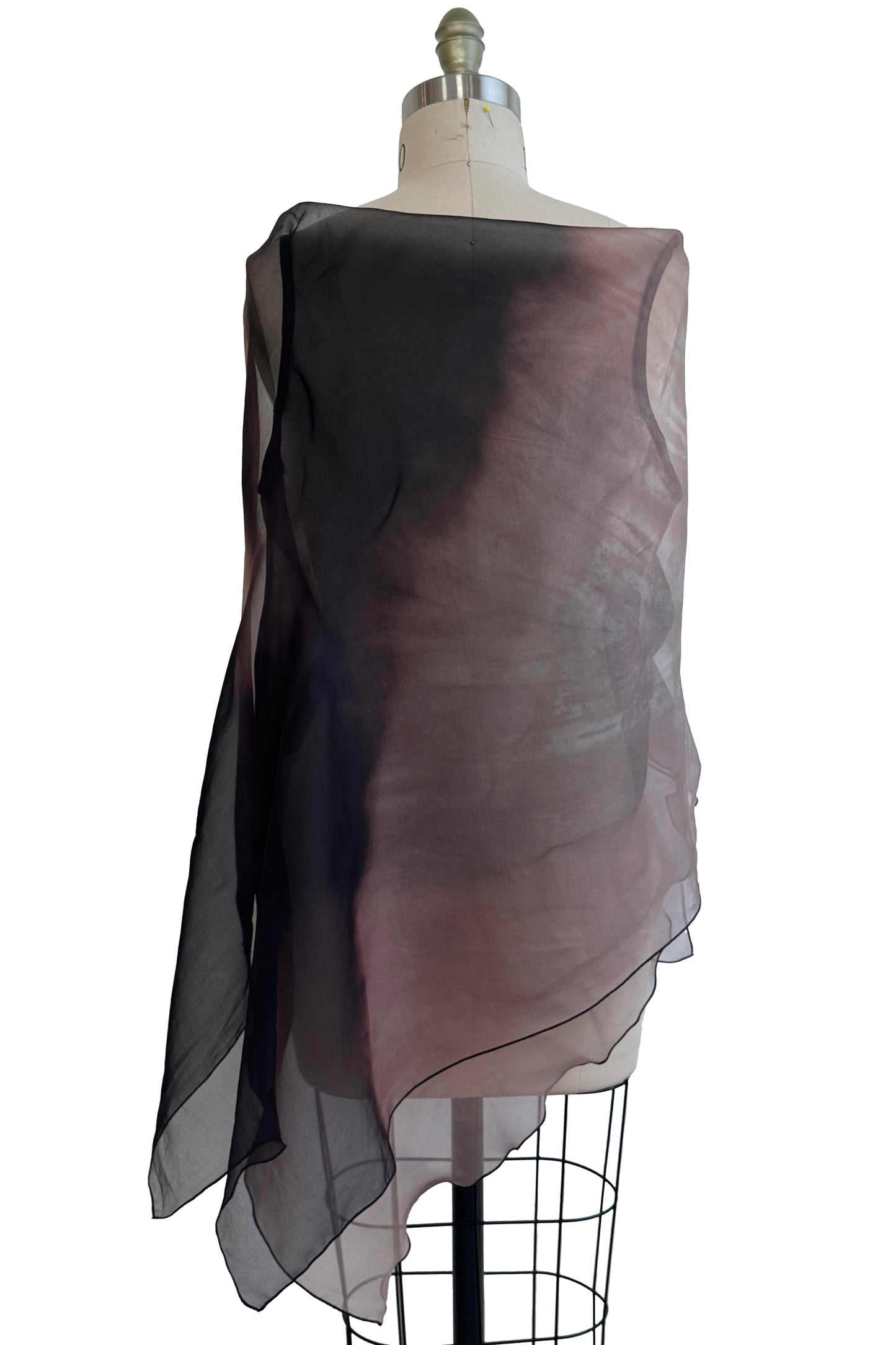 Asymmetrical Wrap Vest Organza - Black & Natural