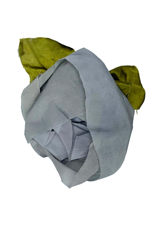 Silk Magnetic Floral Brooch - Blue Grey