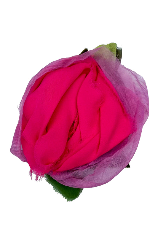 Silk Magnetic Floral Brooch - Hot Pink