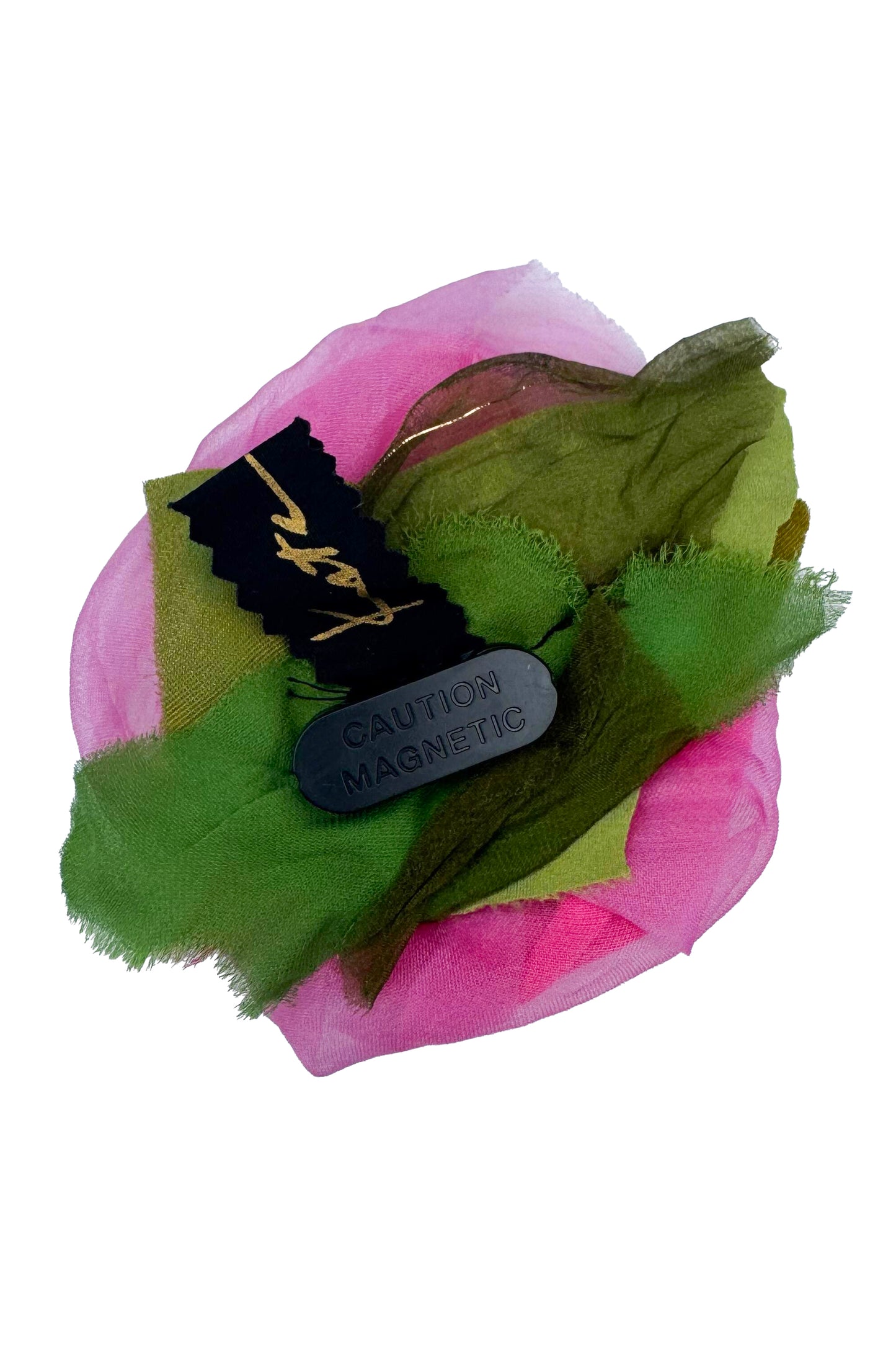 Silk Magnetic Floral Brooch - Hot Pink