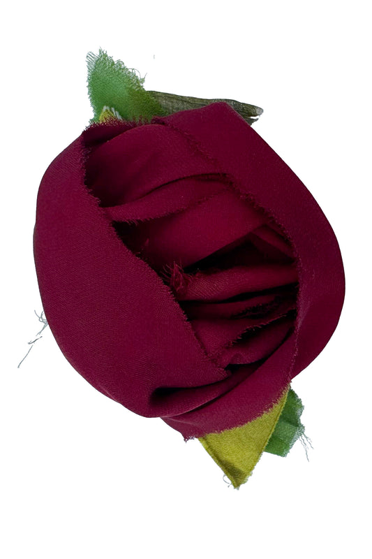 Silk Magnetic Floral Brooch - Burgundy