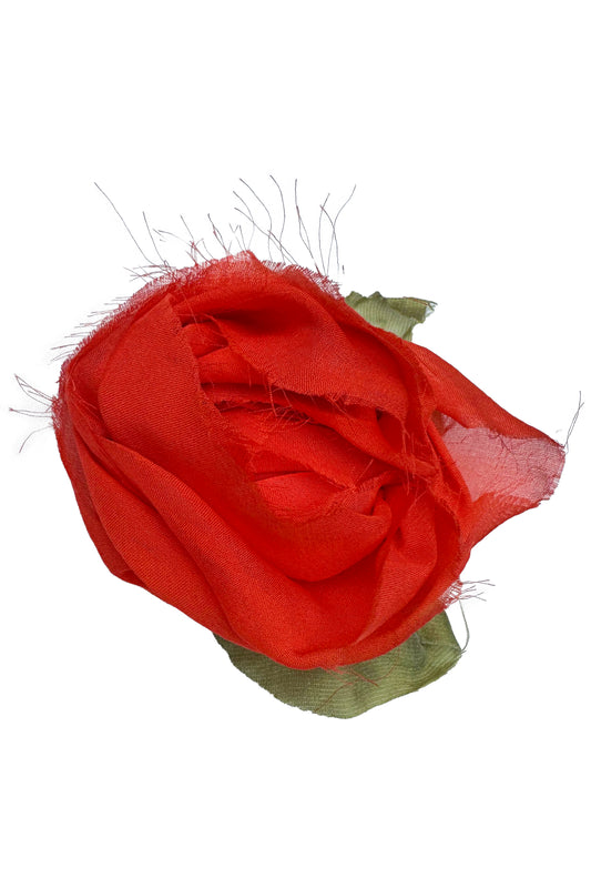 Silk Magnetic Floral Brooch - Orange