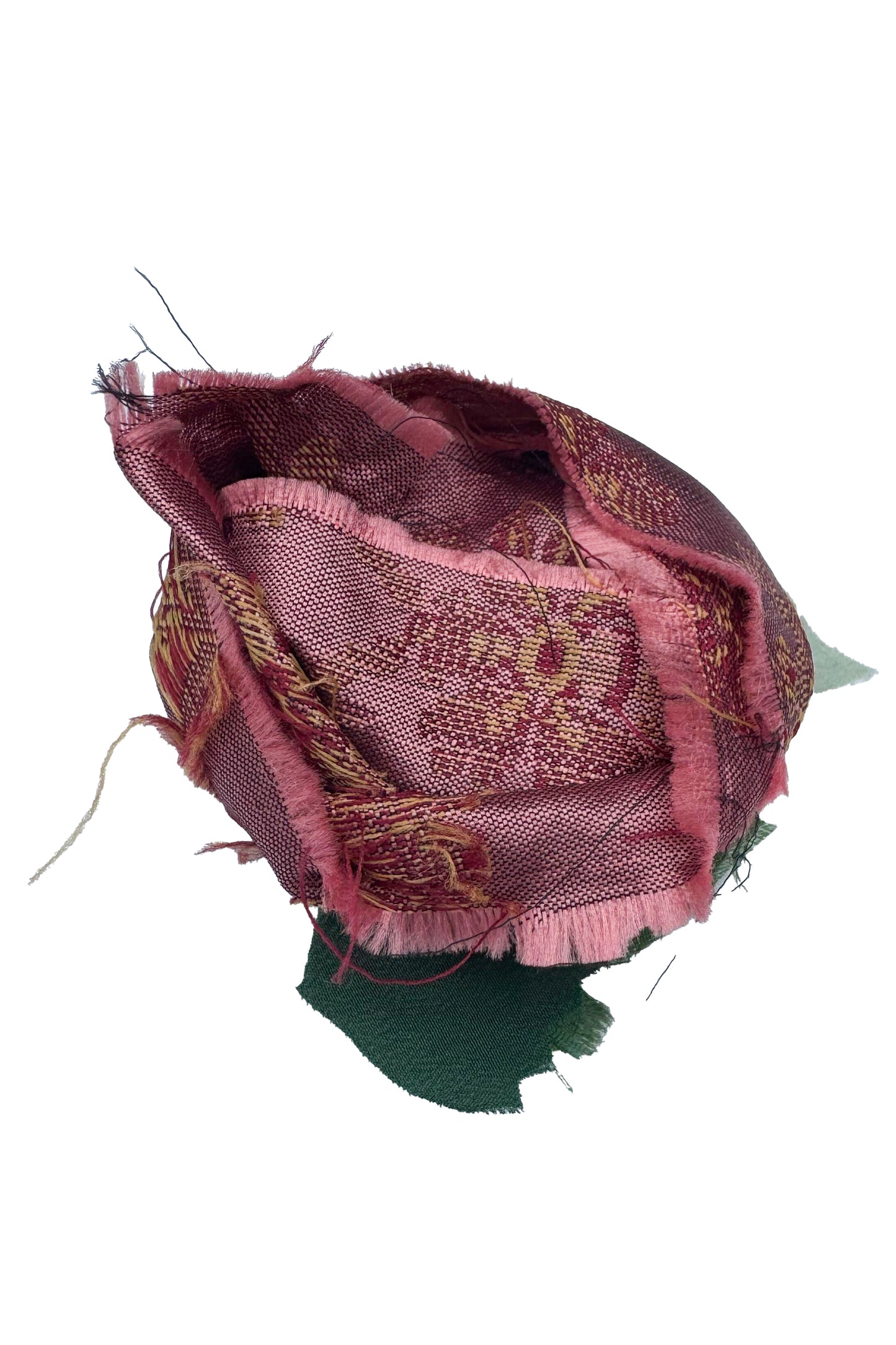 Silk Magnetic Floral Brooch - Pink Jacquard
