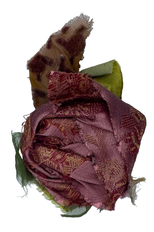 Silk Magnetic Floral Brooch - Jacquard Pink