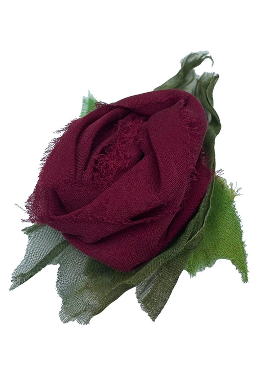 Silk Magnetic Floral Brooch - Crimson