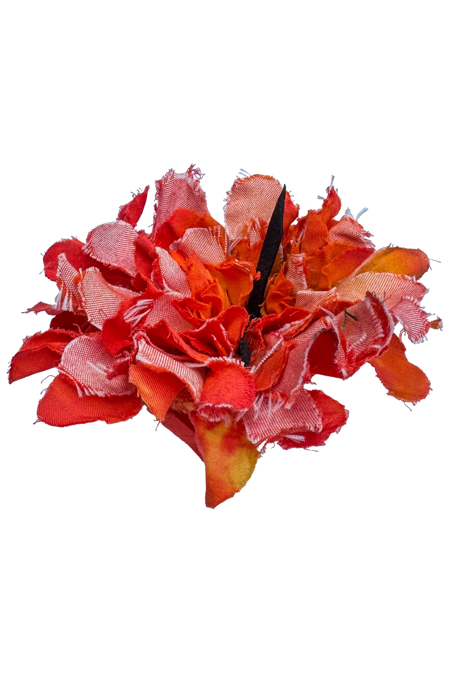 Magnetic Flower Brooch - Cotton - Red Orange