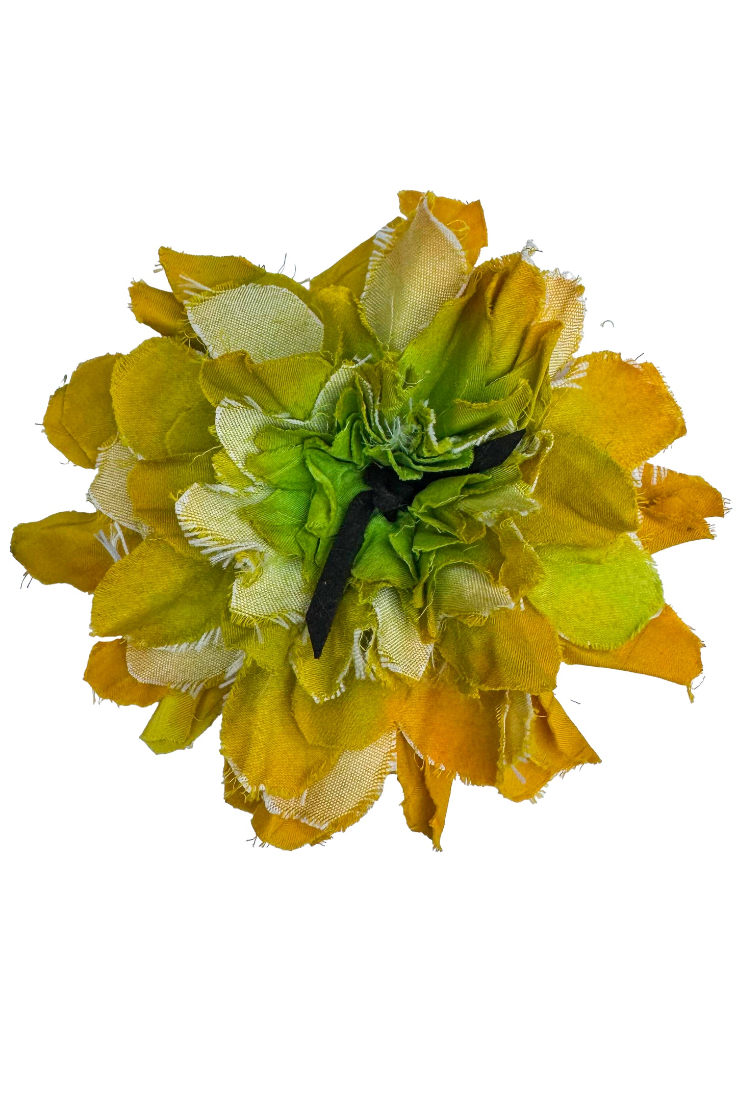 Magnetic Flower Brooch - Cotton - Yellow & Green