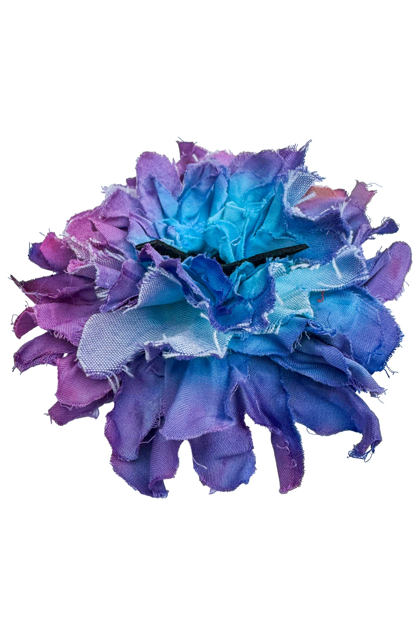Magnetic Flower Brooch - Cotton - Blue, Turquoise & Purple