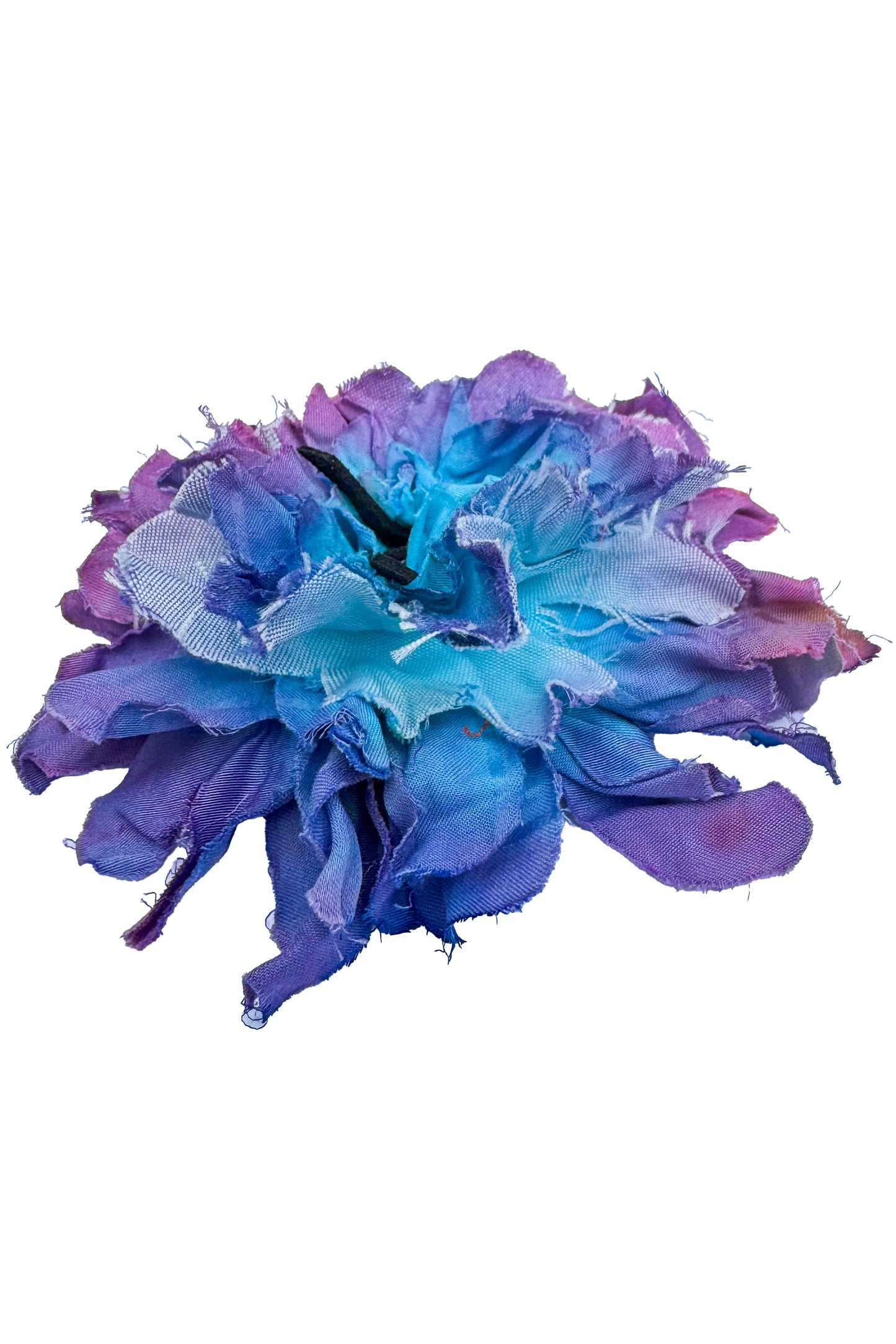 Magnetic Flower Brooch - Cotton - Blue, Turquoise & Purple