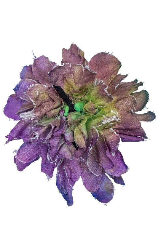 Magnetic Flower Brooch - Cotton - Purple & Green