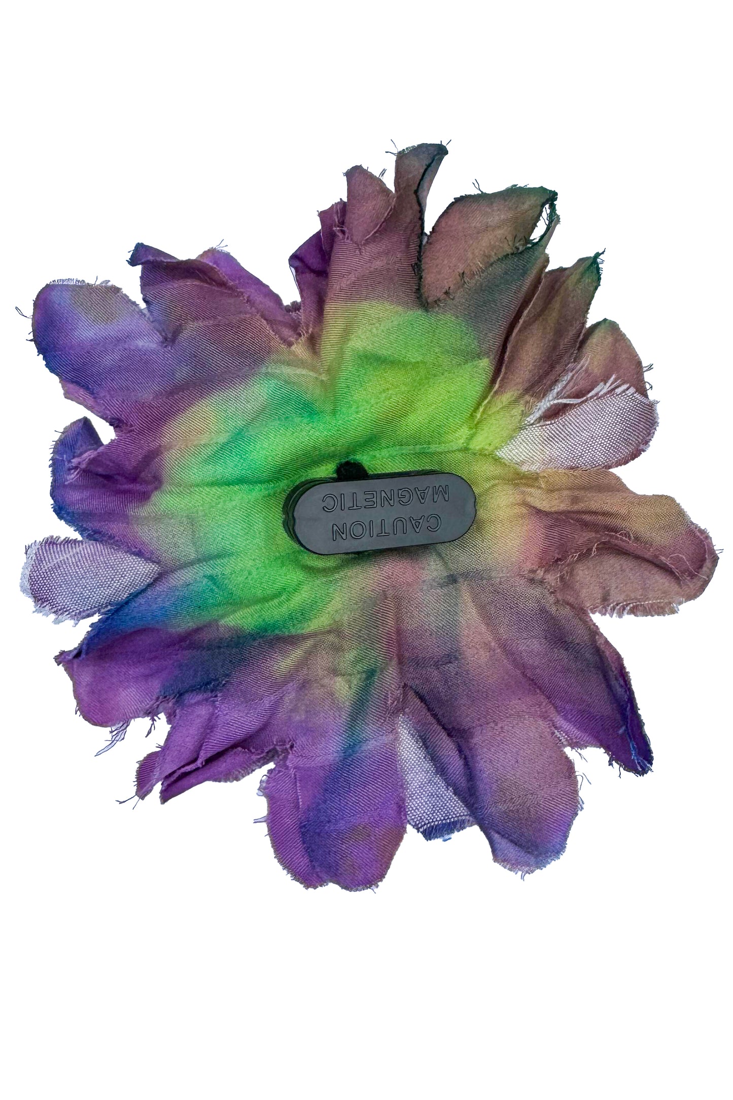 Magnetic Flower Brooch - Cotton - Purple & Green