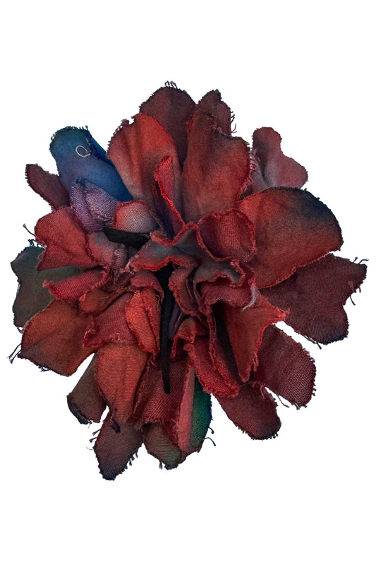 Magnetic Flower Brooch - Cotton - Red, Blue & Green