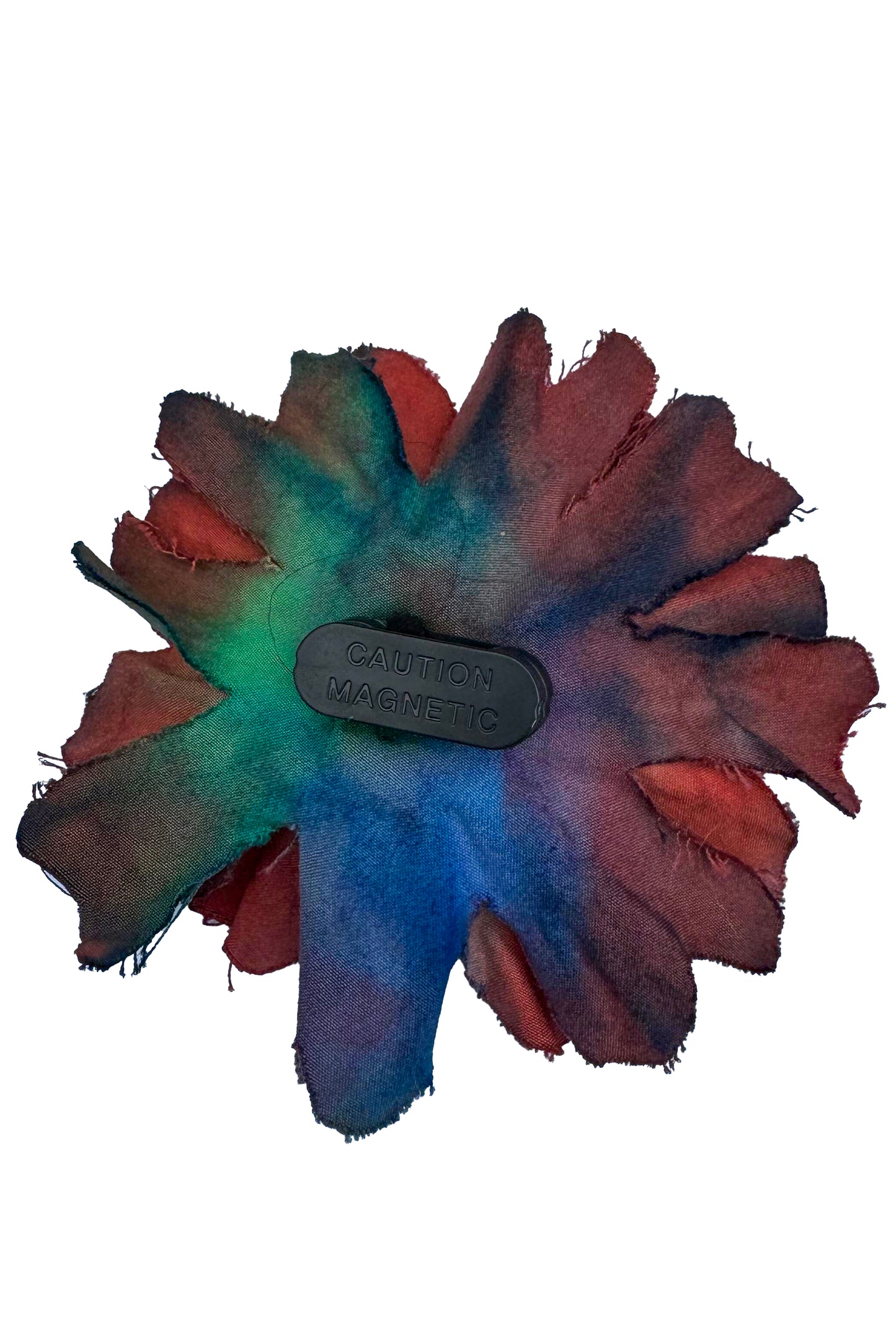 Magnetic Flower Brooch - Cotton - Red, Blue & Green