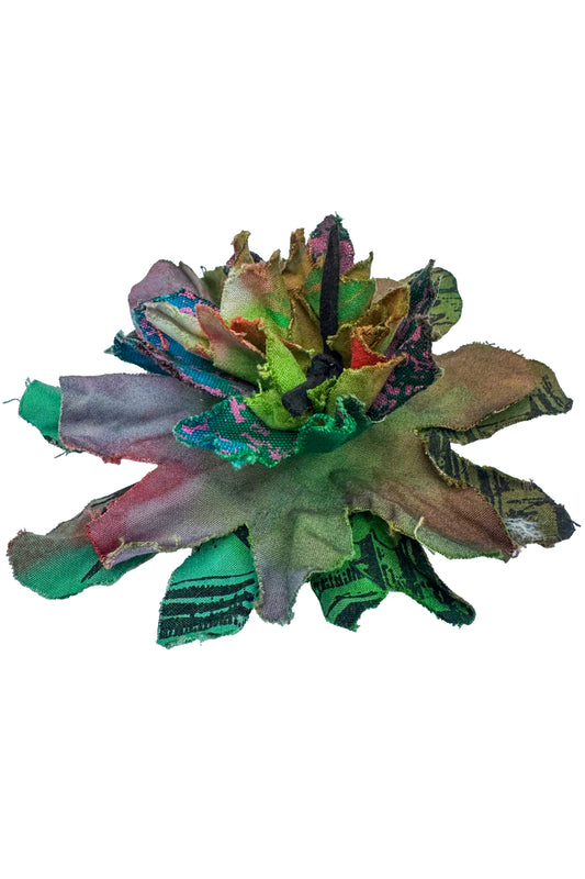 Magnetic Flower Brooch - Cotton - Green Multi