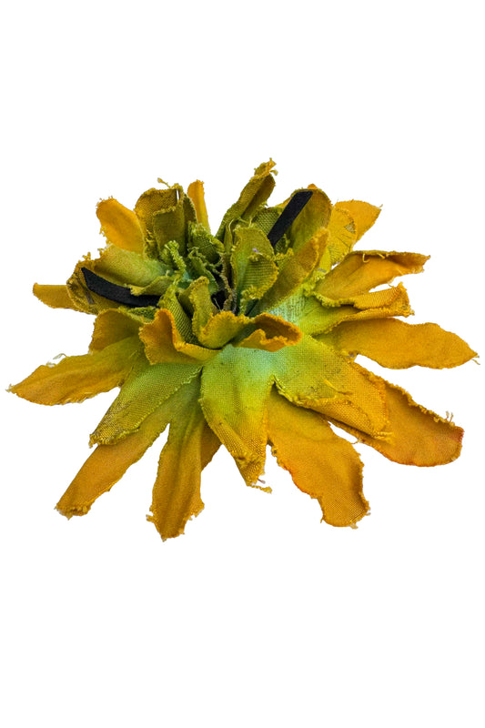 Magnetic Flower Brooch - Cotton - Yellow & Chartreuse