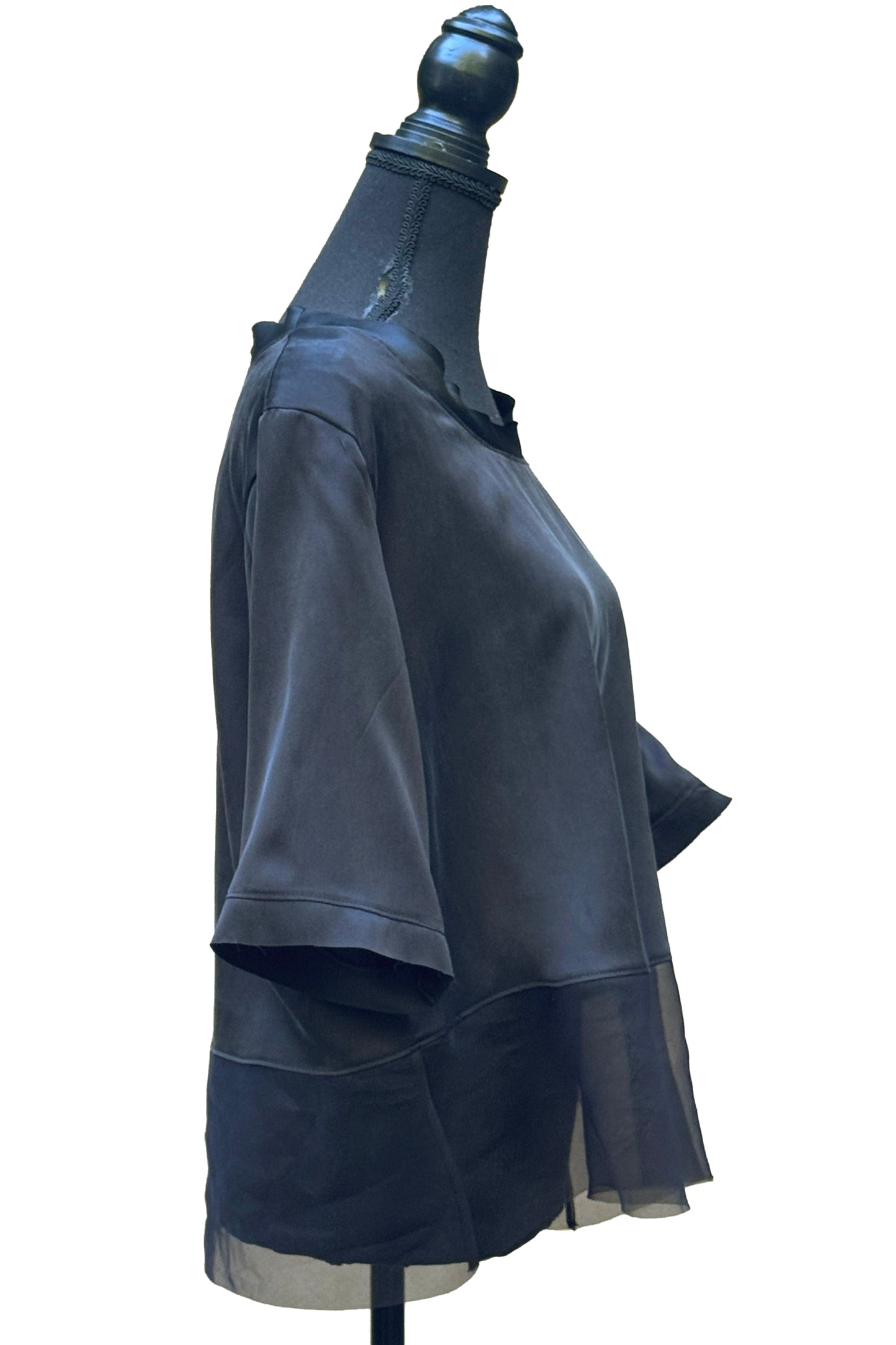 Marais Top in Stretch Silk - Black - Large