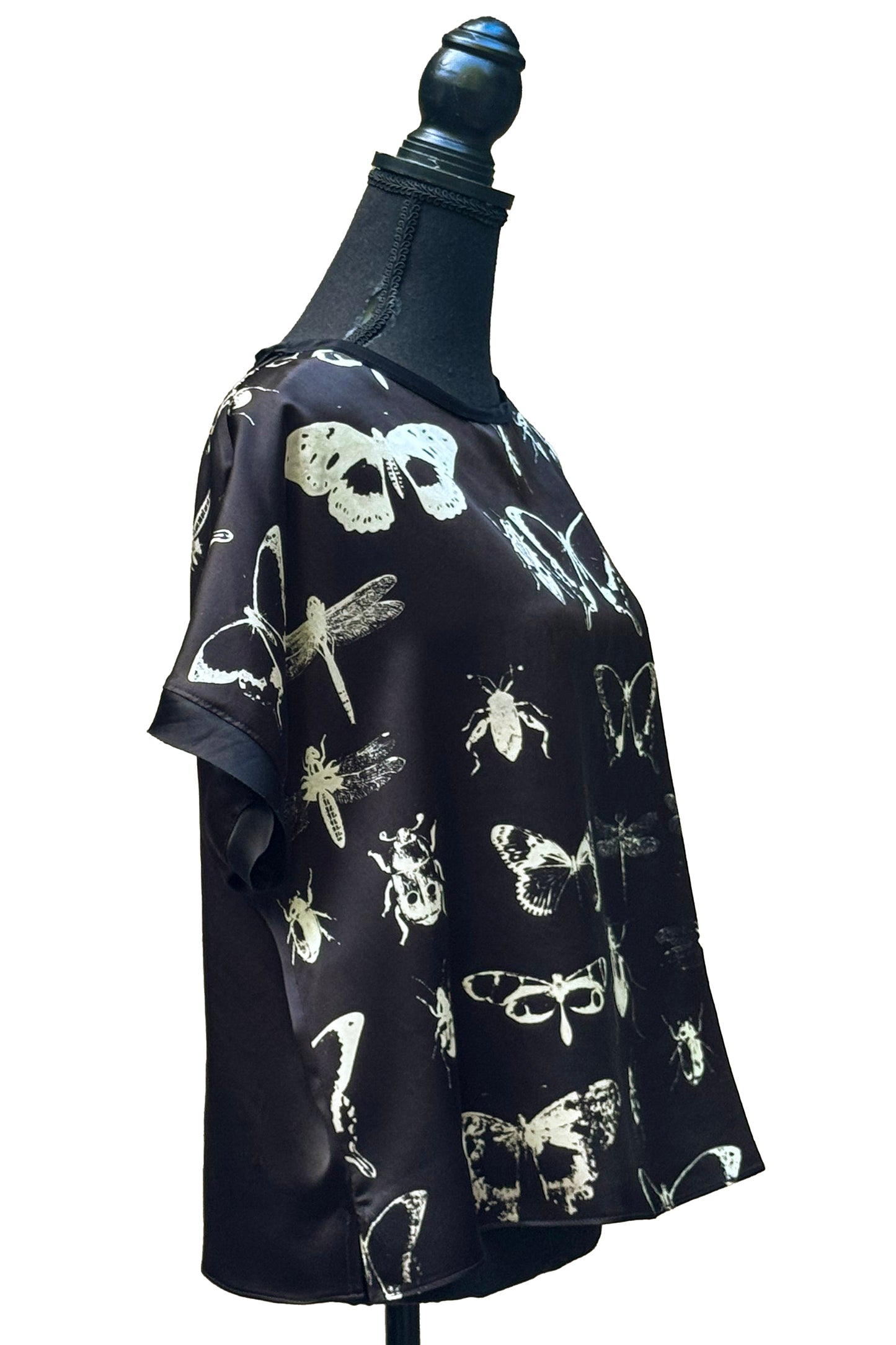Jen Top - Silk - Bug Print - Black & Natural - Small