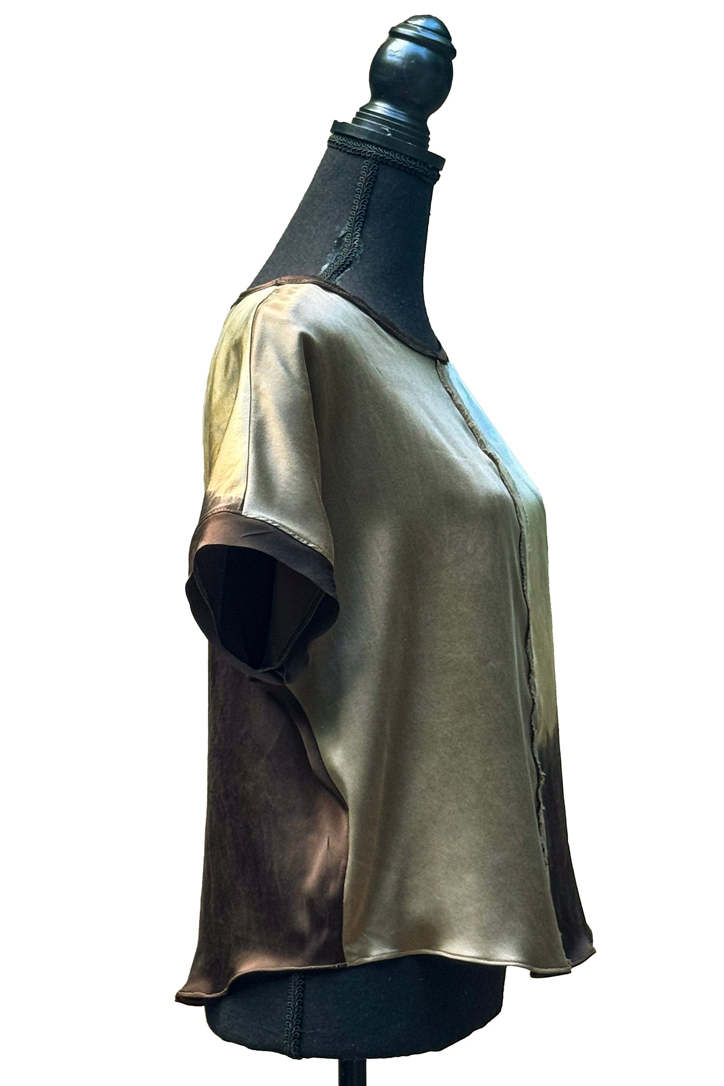 Jen Top - Silk - Dyed - Gold Green & Brown - Small
