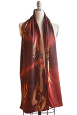 Load image into Gallery viewer, Scarf in Silk Charmeuse w/ Eucalyptus Print - Brick
