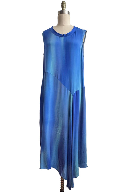 Jordan Dress | Silk Georgette Painted Dye | Blue Multi | Large