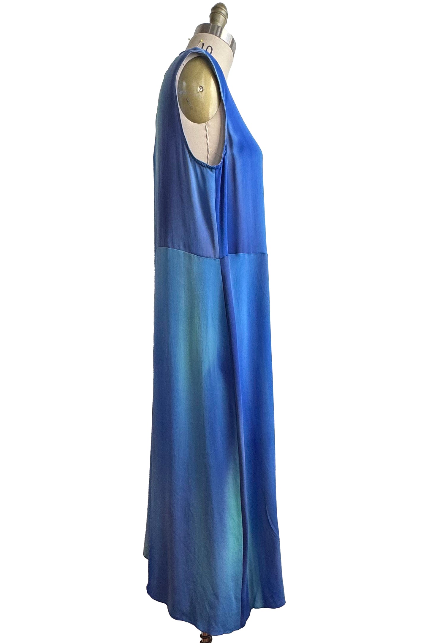 Jordan Dress | Silk Georgette Painted Dye | Blue Multi | Large