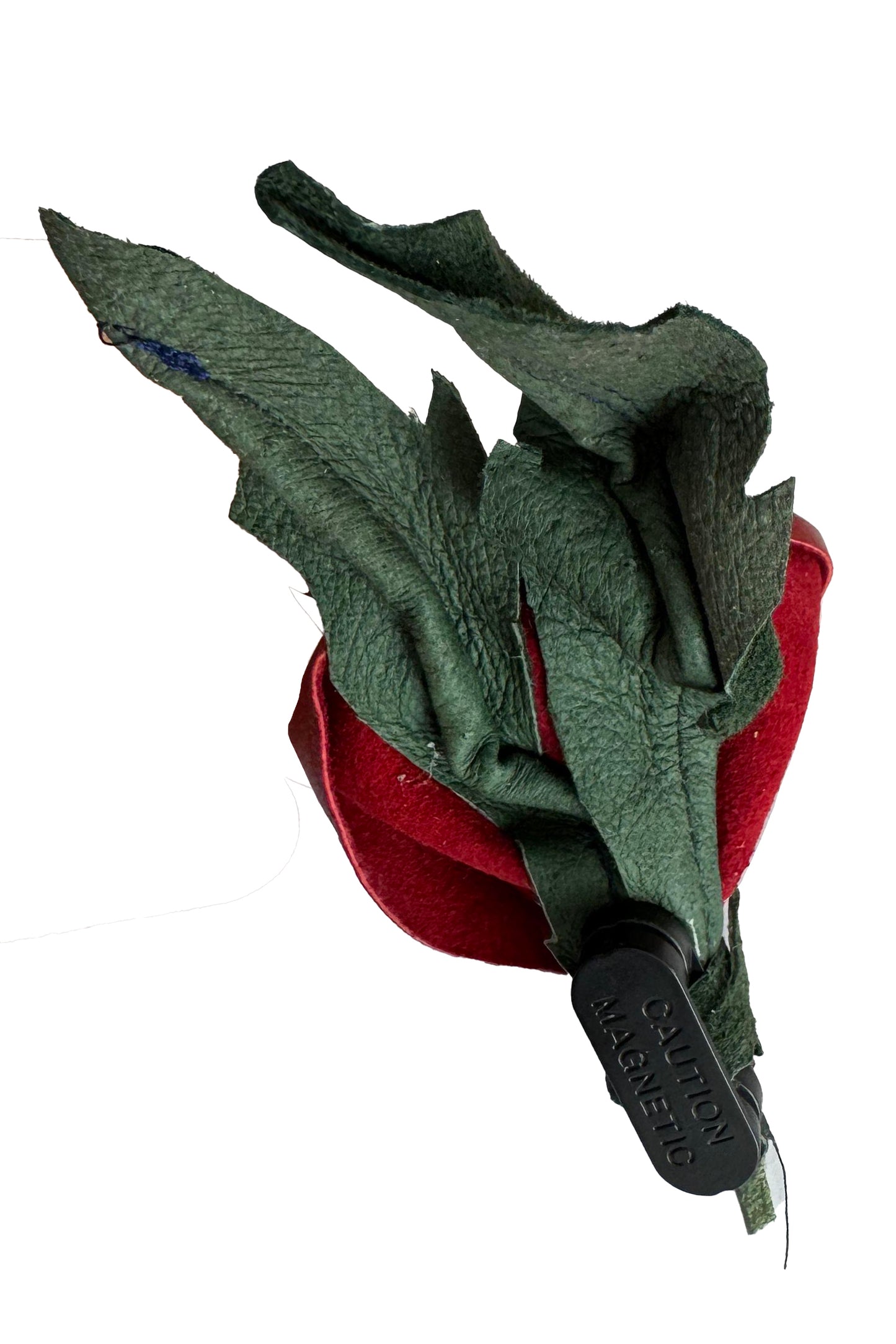 Leather Flower Magnetic Brooch - Dark Red Calla Lily