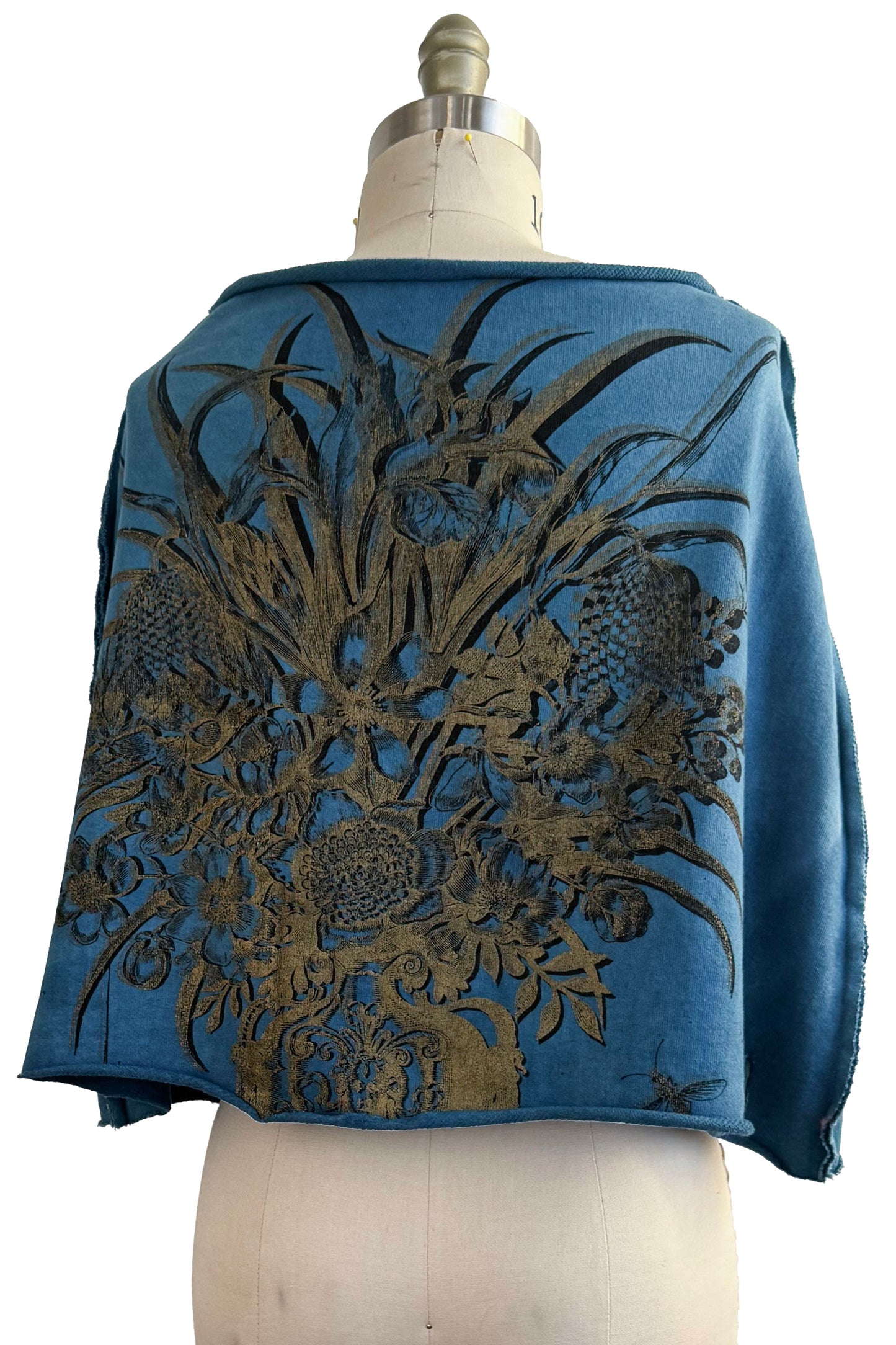 KB x Alquimie Studio Shrug - French Terry - Bouquet Print - Indigo