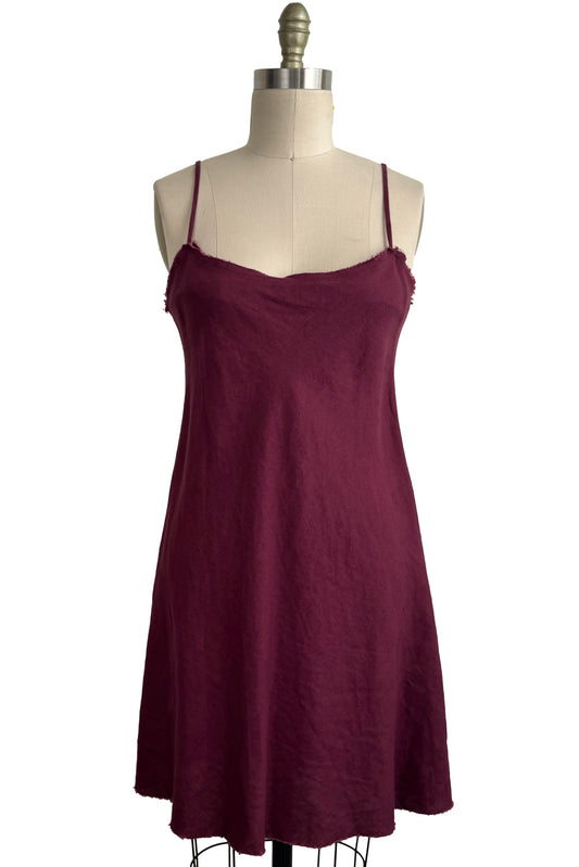 Kappa Mini Dress in Linen - Plum - Small