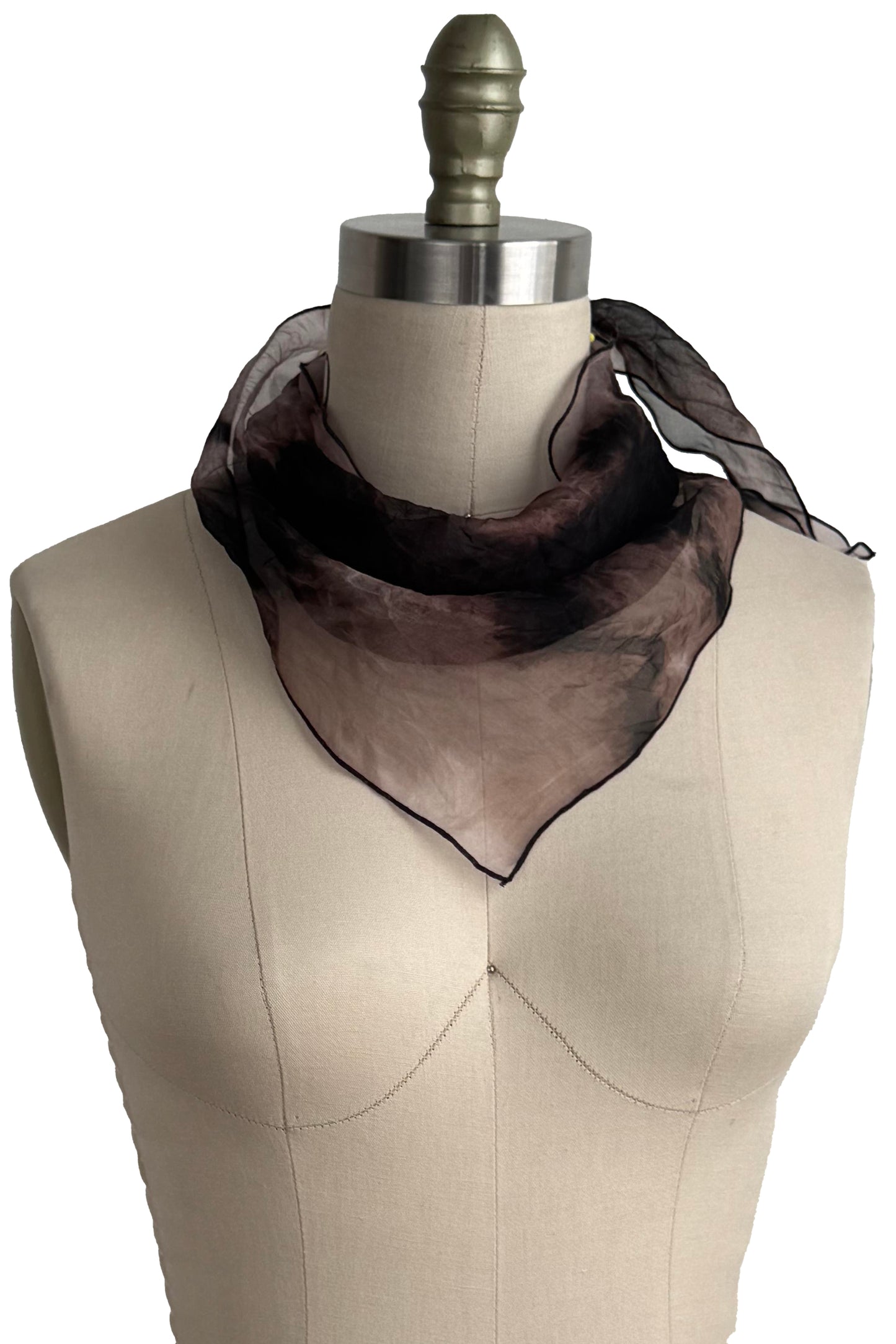 Silk Bias-Cut Kerchief | Black & Natural Organza