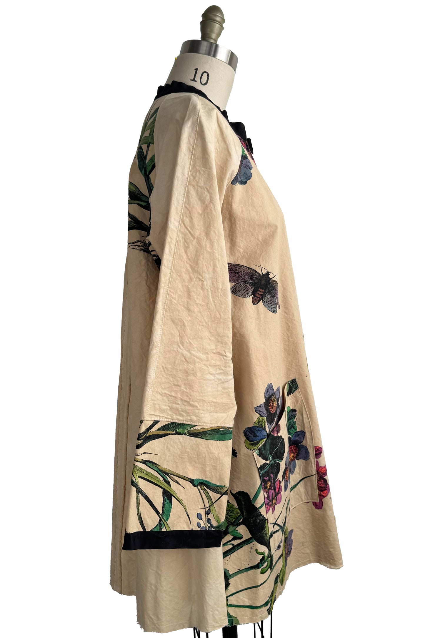 Juno Coat - Cotton Canvas - Hand Painted Bouquet Print - Medium