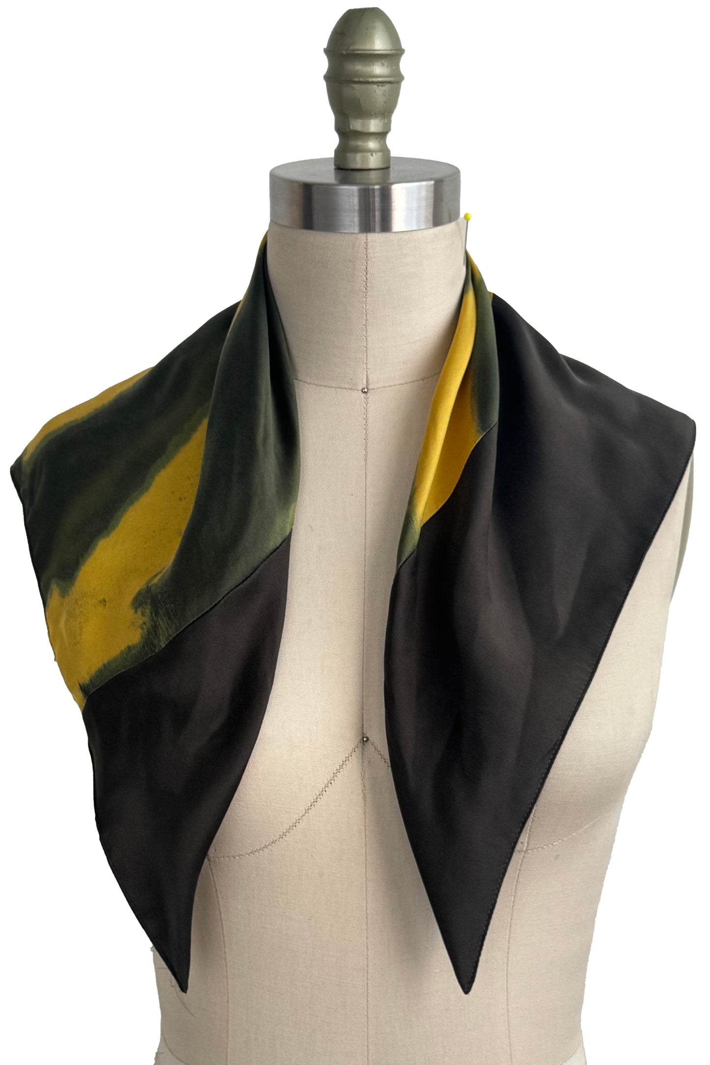 Silk Bias-Cut Kerchief - Black & Yellow